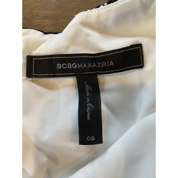 BCBGMAXAZRIA Dress Size 8 Dalia Mini Sheath White w/ Lace Detail Black White EUC - Picture 4 of 16